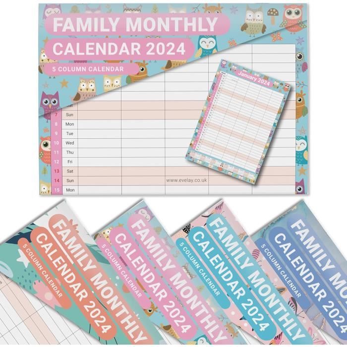 Agenda Familial 2026 - 5 Colonnes - Avec Liste De Courses Et Bloc-notes - 36x33 Cm - 12