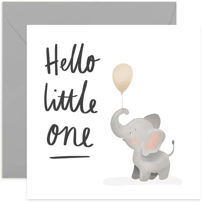Grand Sac Cadeau Pour Bébé Garçon - Motif éléphant, Texte "Hello Little Man", Papier FSC