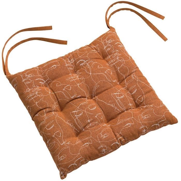 Galette de Chaise - Les Ateliers du Linge - Nymphea - 40x40 cm - Motif Visages Abstraits - Confort Optimal