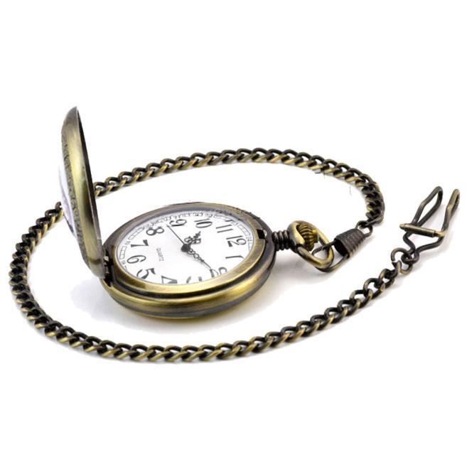 Montre De Poche Homme/femme - Quartz - Chaîne Acier Poli - Style Pendentif - Neuf