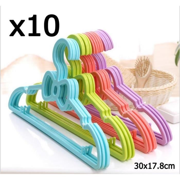 Violet Lot De 10 Cintres En Plastique Pour Bebe Et Enfant Sur Crochet Pour Fille Ou Garcon 30x17 8 Cm Avec Style Nœud A Deux Boucles Cdiscount Maison