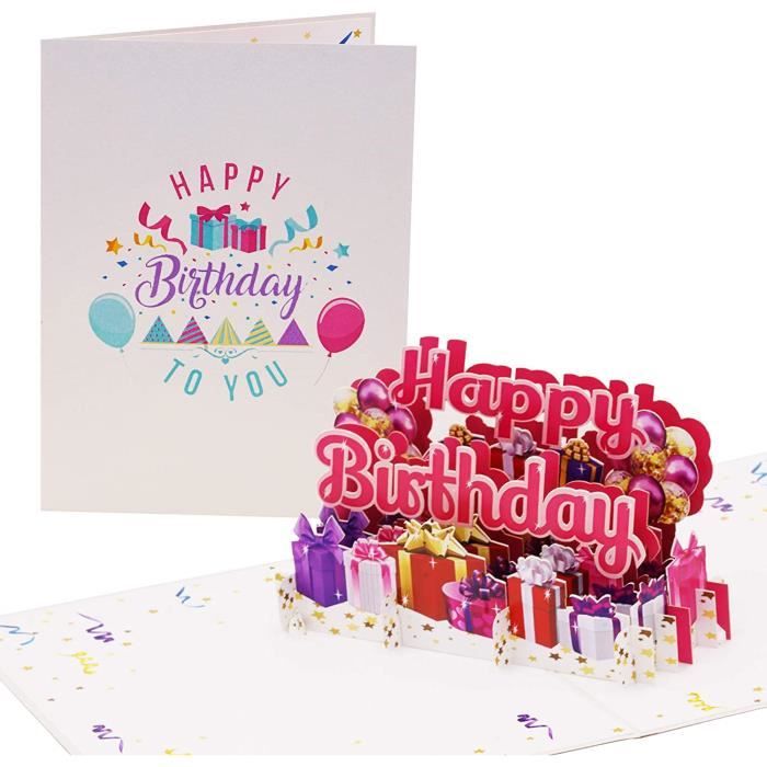 G24.1 Carte d'anniversaire pop-up Happy Birthday - Avec motif ballons 3D,  carte de vœux ou bon d'anniversaire - Taille XL - (G) - Cdiscount  Beaux-Arts et Loisirs créatifs