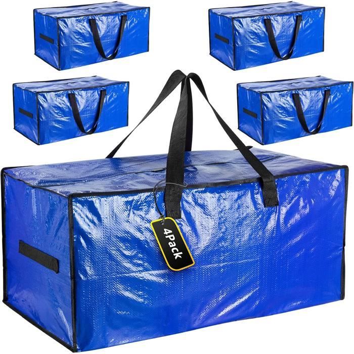Lot De 6 Grands Sacs De Déménagement Extra Résistants - 88L, Fermeture Double Zip - Pour Vêtements, Couettes, Rangement Maison Et Voyage