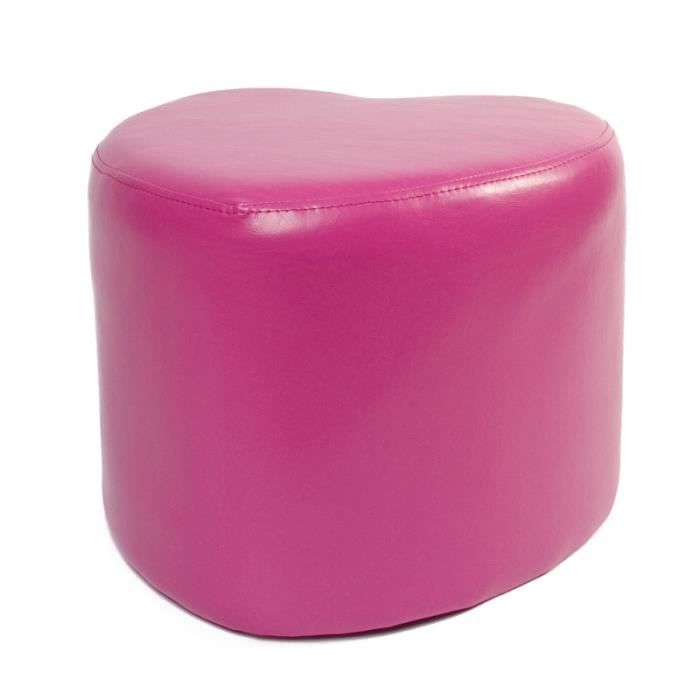 pouf enfant - the deco factory - amour fuchsia - simili - 39x38x30cm - intérieur