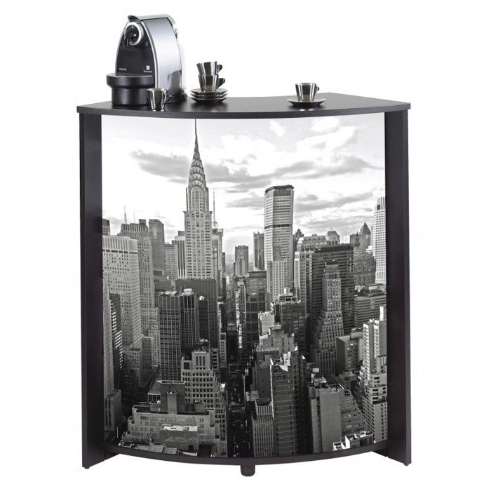Meuble-Comptoir Bar 96 cm Noir 3 Niches - New York 500 - L 96.7 x l 44.9 x H 104.8 cm