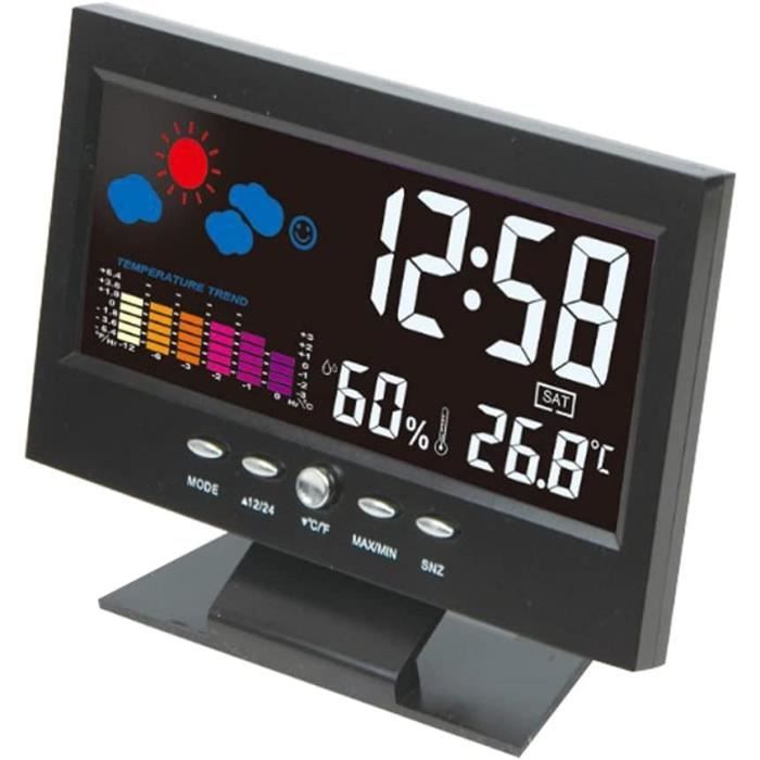 Horloge Numérique Bearware Avec Thermomètre Et Hygromètre | Grand écran LCD | Réveil Avec Date Et Jour | Parfait Pour Chambre, Maison Ou Bébé