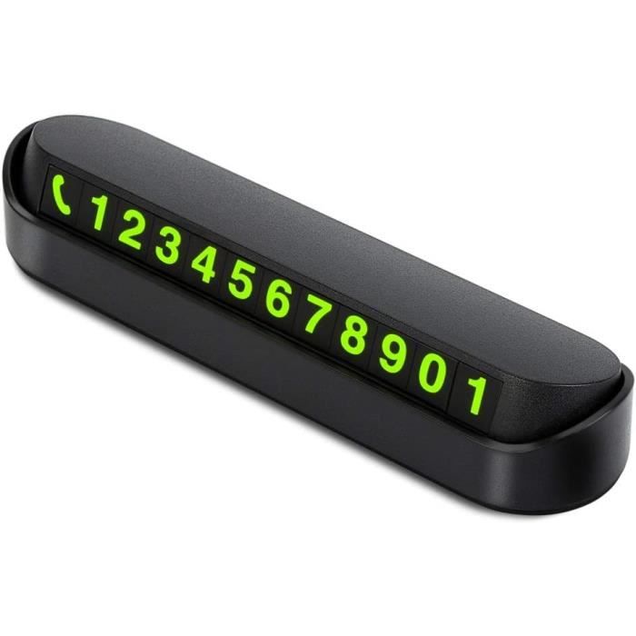 Plaque De Stationnement Temporaire Avec Numéro De Téléphone - Tableau De Bord - Noir ABS/PC - 12x3,5x3,2 Cm