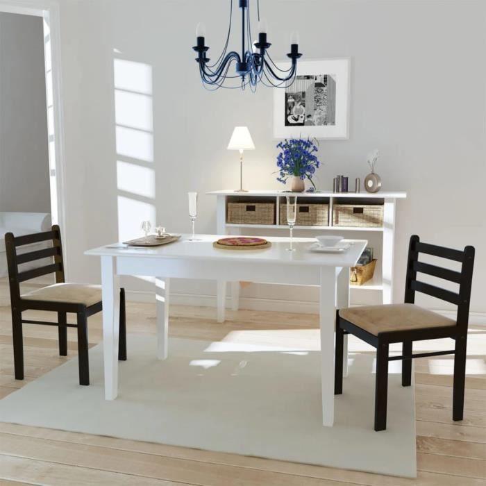 SOLDES HIVER® Chaises de salle à manger 2 pcs Marron Hévéa solide et velours Super qualité 44 x 45 x 81 cm FR47061 202