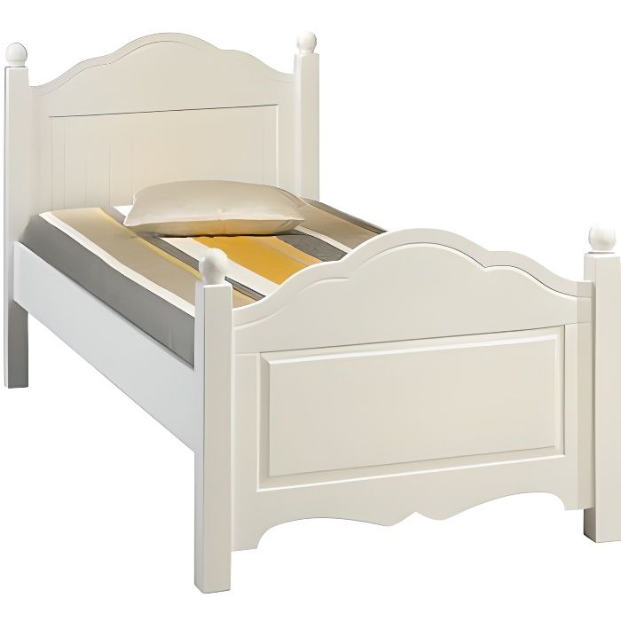 Lit Blanc 1 Place 90 X 190 Cm Achat Vente Structure De Lit Lit