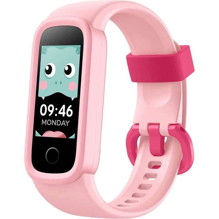 Noun-home Montre Connectée Enfant GPS 4G – Appels Vidéo, SMS, WhatsApp, Contrôle Parental, Podomètre – Rose