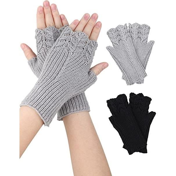ehbn9 Gants sans Doigts tricotés en Coton Unisexe Couleur Unie Mitaines Extensibles avec Trou pour Le Pouce Bleu Marine