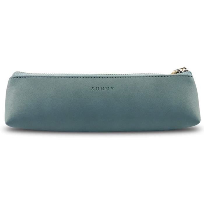 Fyore Luxe PU Cuir Trousse De Petite Poche Taille Zip Pencil Case Pour Bureau College Pinceaux (Vert