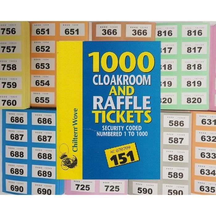 Lot De 10 Carnets Tickets Vestiaire - Numérotés 1 à 1000, 10 Couleurs, Pour Discothèques, événements, Tirages Au Sort