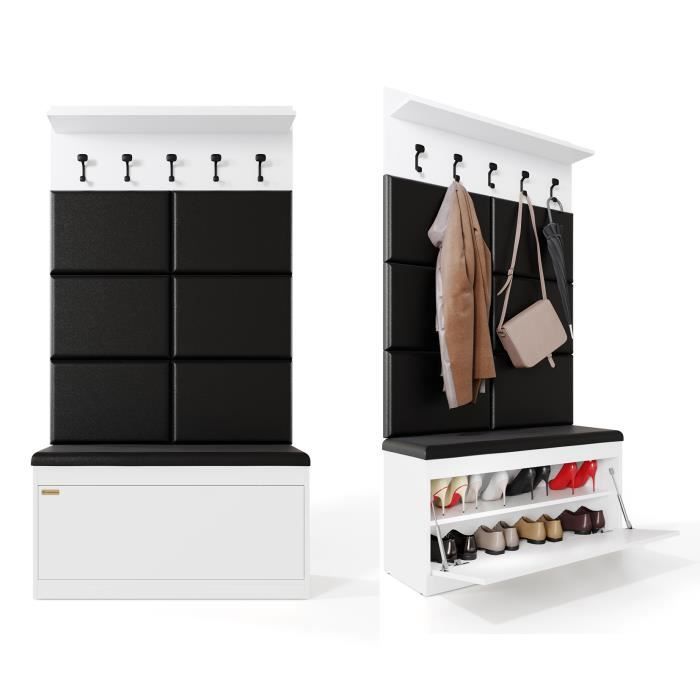 Ensemble de 3 portemanteaux avec panneau portemanteau, armoire à