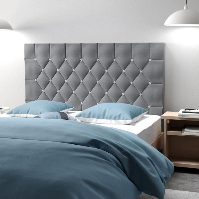 Goliraya Tête de Lit pour Adulte Tête de Lit Tapissé en Tissu Gris foncé 140x200 cm
