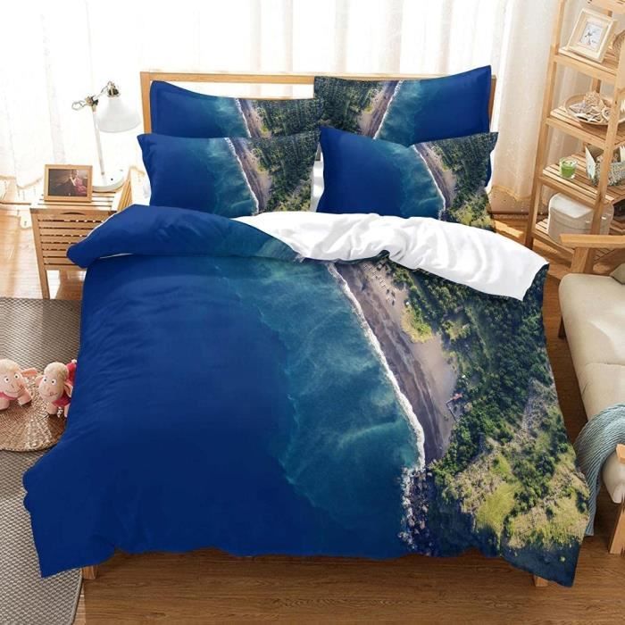 Housse De Couette 140x200 Motif Piscine 3D - Microfibre Douce, Réversible, Avec Taie D'oreiller 65x65 Cm