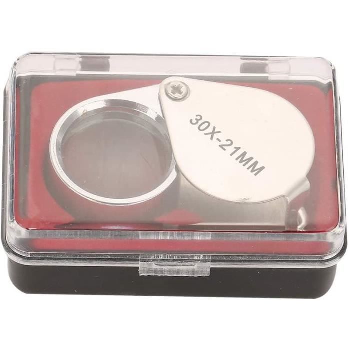 Loupe Poche 30x Noire - Bijoux, Timbres, Pièces - Lentille Verre K9
