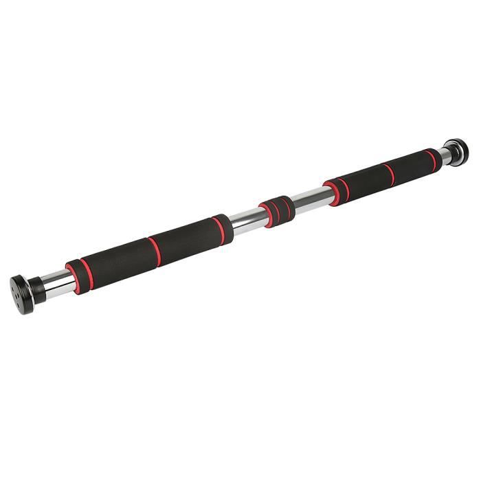  Barre de Traction R&eacute;glable pour Porte de 80 &agrave; 130cm - Yipeema - Noir Rouge - Jusqu&agrave; 150 kg 