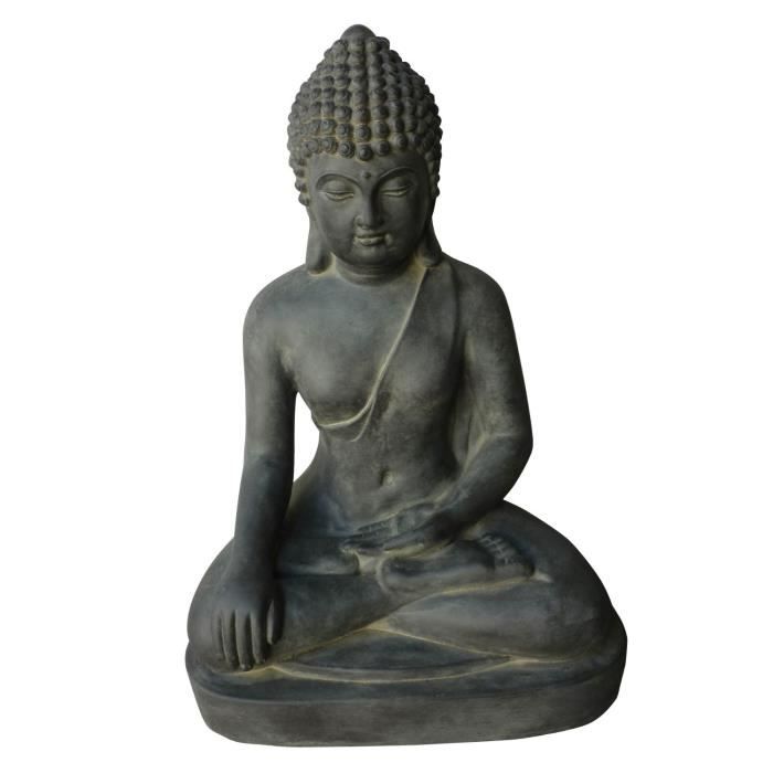 Statuette Bouddha Assis Jardin H 30 Cm Noir Achat Vente