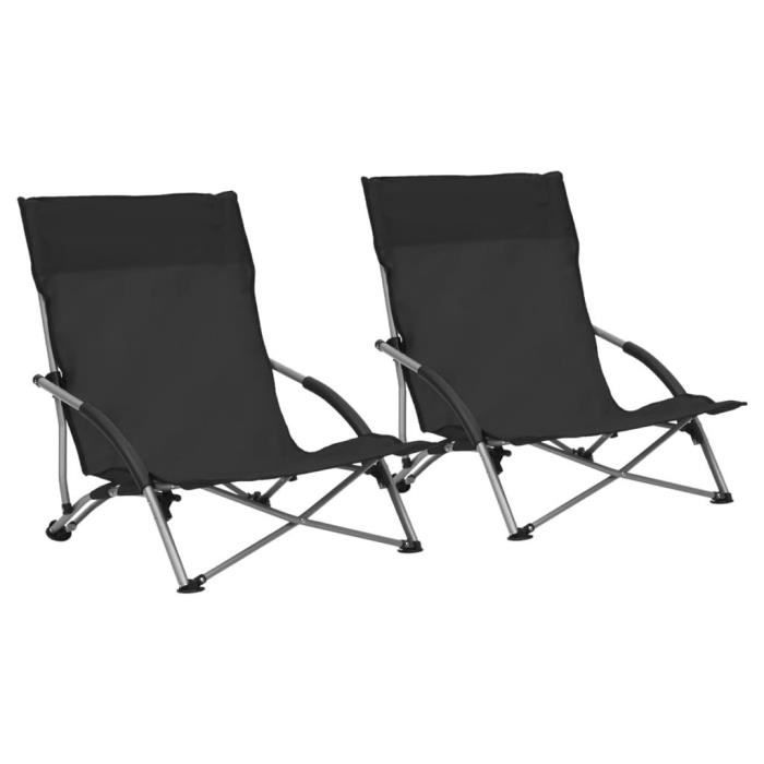 chaises de plage pliables - vidaxl - noir - tissu oxford et acier - confort optimal