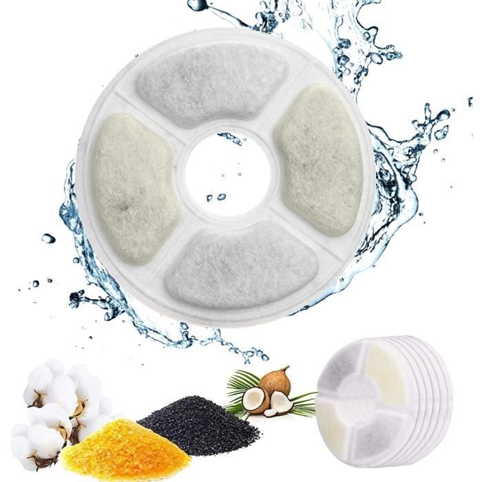 Filtre Fontaine eau Chat Filtre de Fontaine Triple Action 6 PCS avec Résine échangeuse dions Charbon Actif