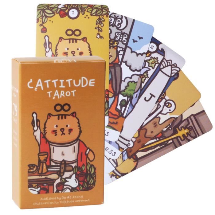 VYIBPDY – Jeu De Tarot Cats Rule The Earth Avec Livre Pour Débutants – 78 Cartes Illustrées De Chats, 10,6 X 6,2 Cm