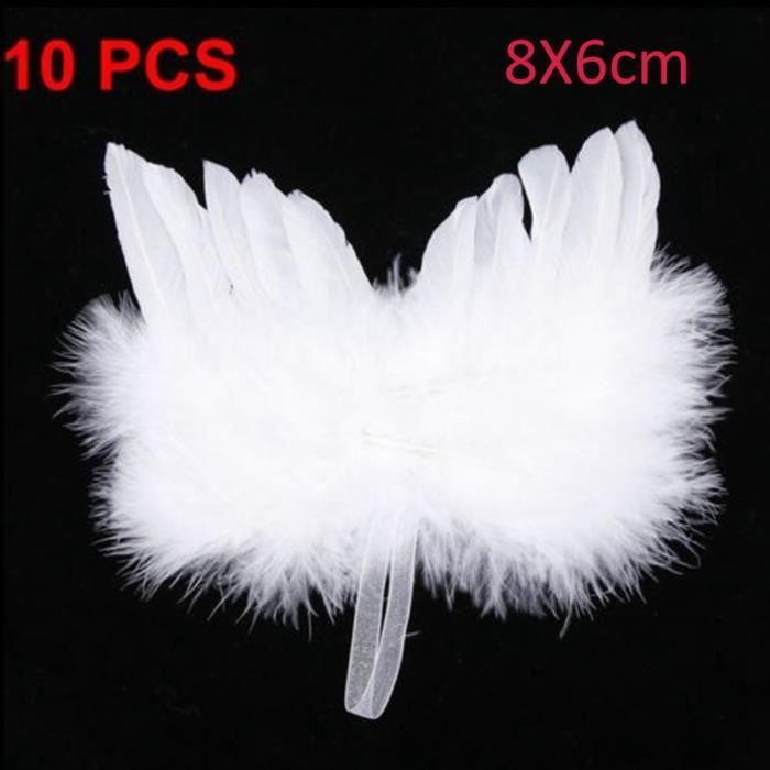 10X blanc vintage plumes pendantes ailes d'ange Noël Arbre de Noël Ornement