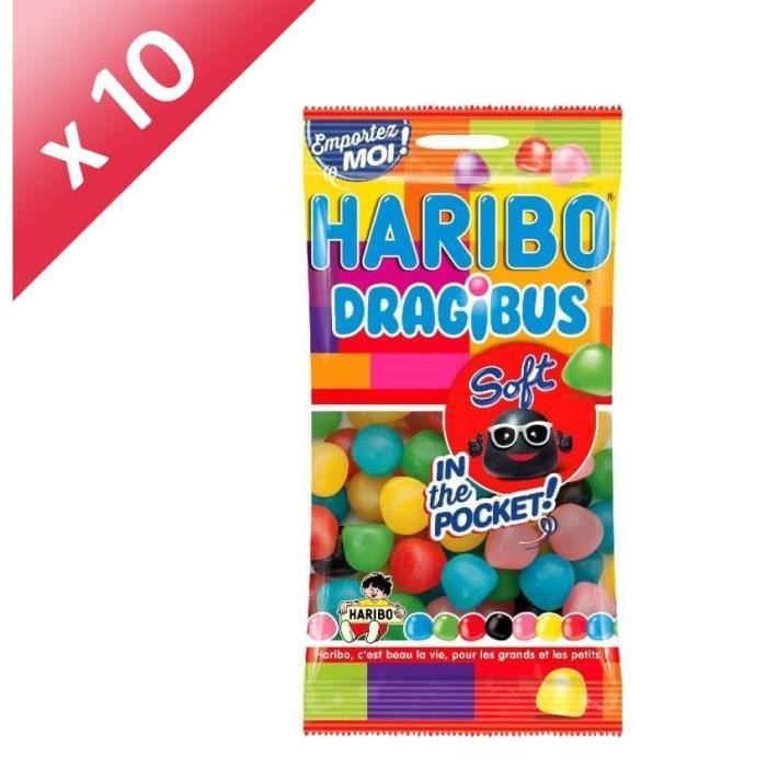  LOT DE 10 HARIBO Bonbons Dragibus Soft In The Pocket 150 G 