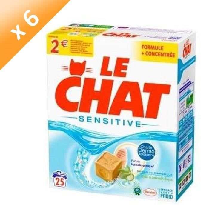Lot De 6 Le Chat Lessives En Poudre Sensitive 25 Lavages Cdiscount Au Quotidien