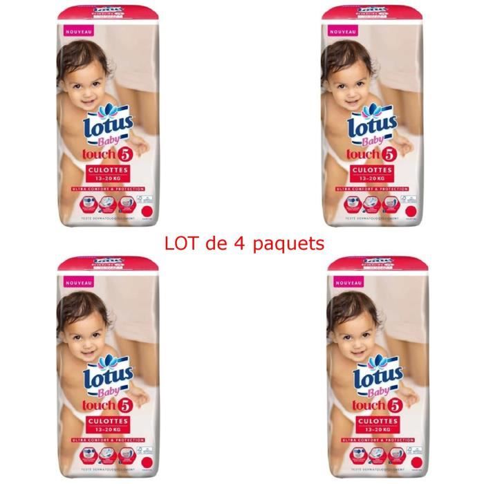 LOTUS BABY Touch Culottes Taille 5 - De 12 à 22 kg - Lot de 4 x 36 culottes  (x144 couches) - Cdiscount Puériculture & Eveil bébé