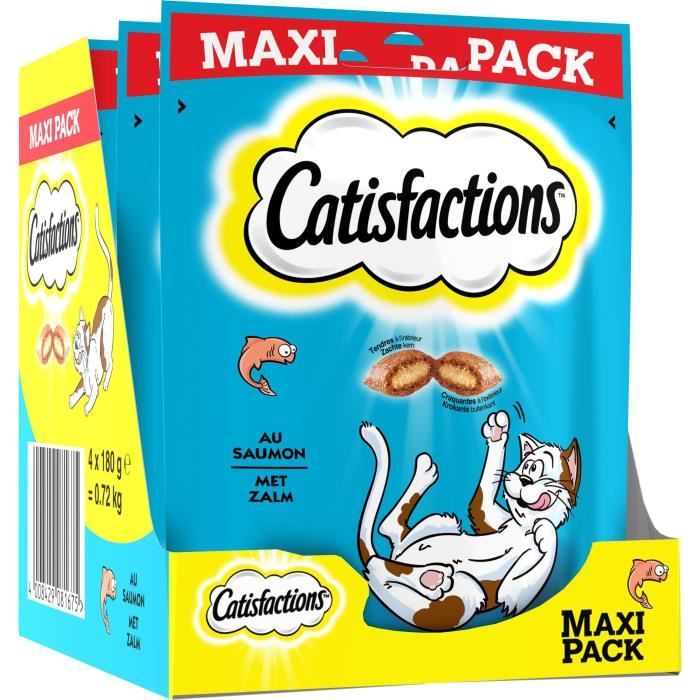 CATISFACTIONS MAXI Friandises au saumon - Pour chat et chaton - 180 g (x4)  - Cdiscount