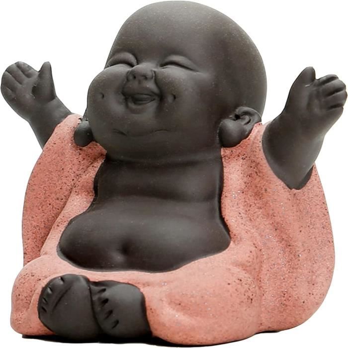 Statuette Bouddha Miniature En Céramique - Mignon Moine Figurine Pour Décoration, Collection Ou Art De La Table