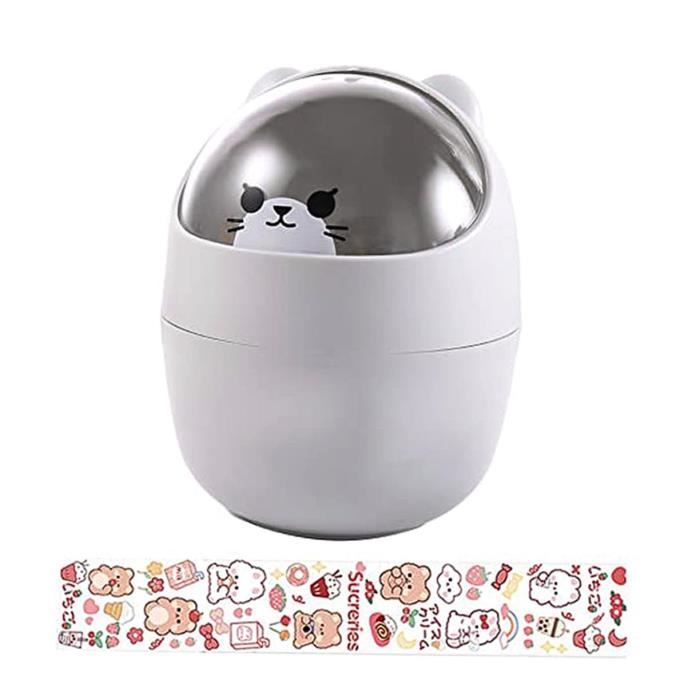Mini Poubelle Lapin Mignonne Pour Bureau - Corbeille à Papier Rose - Organisateur Stylos
