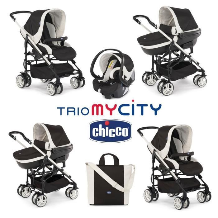 CHICCO Poussette Combin e 3 en 1 Trio MYCITY Black Cdiscount