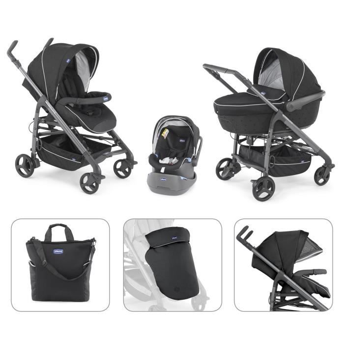 CHICCO Poussette combin e 3 en 1 TRIO LOVE Black Cdiscount