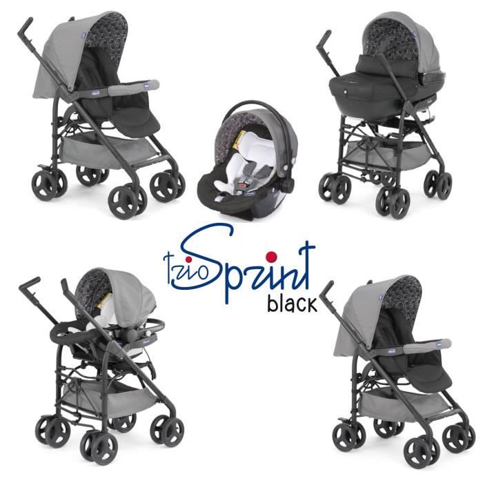 CHICCO Poussette combin e 3 en 1 TRIO SPRINT BLACK Coal