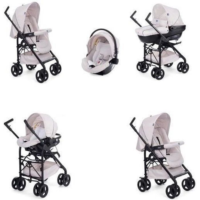 CHICCO Poussette combinée trio Sprint Black - 3 en 1 - Dès la naissance -  Sandshell - Cdiscount Puériculture & Eveil bébé