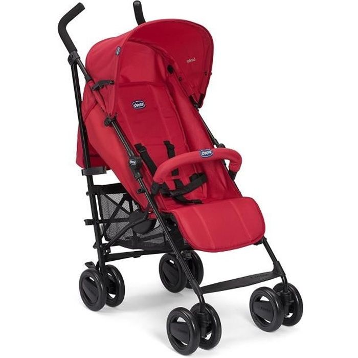 CHICCO Poussette canne London Up - 0-36 mois - Jusqu'à 15kg - Dossier inclinable - Arceau de sécurité - Rouge Passion