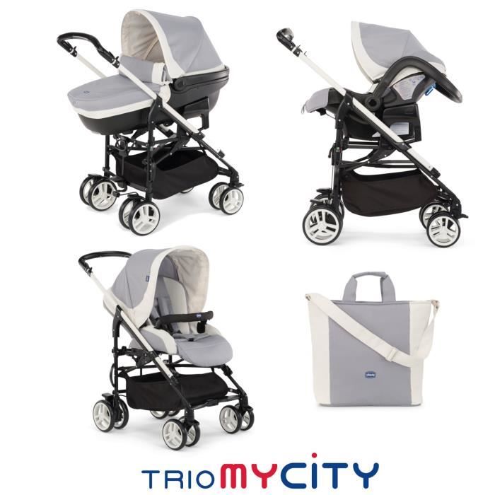 CHICCO Poussette Combinee 3 en 1 TRIO MYCITY Grey Cdiscount Puericulture Eveil bebe
