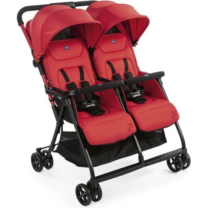 CHICCO Poussette double Ohlala Twin - Dès la naissance - Jusqu'à 15kg - Paprika