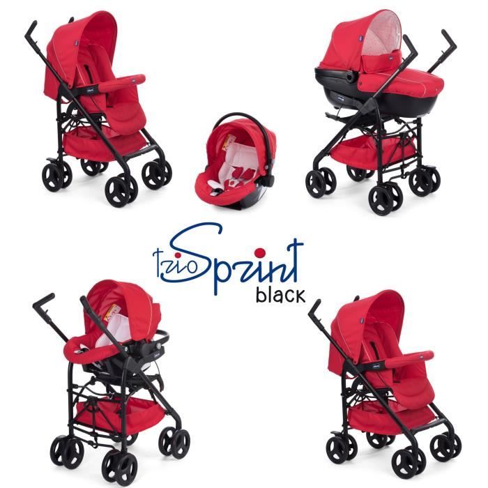 CHICCO Poussette combinée 3 en 1 TRIO SPRINT BLACK Red passion - Cdiscount  Puériculture & Eveil bébé