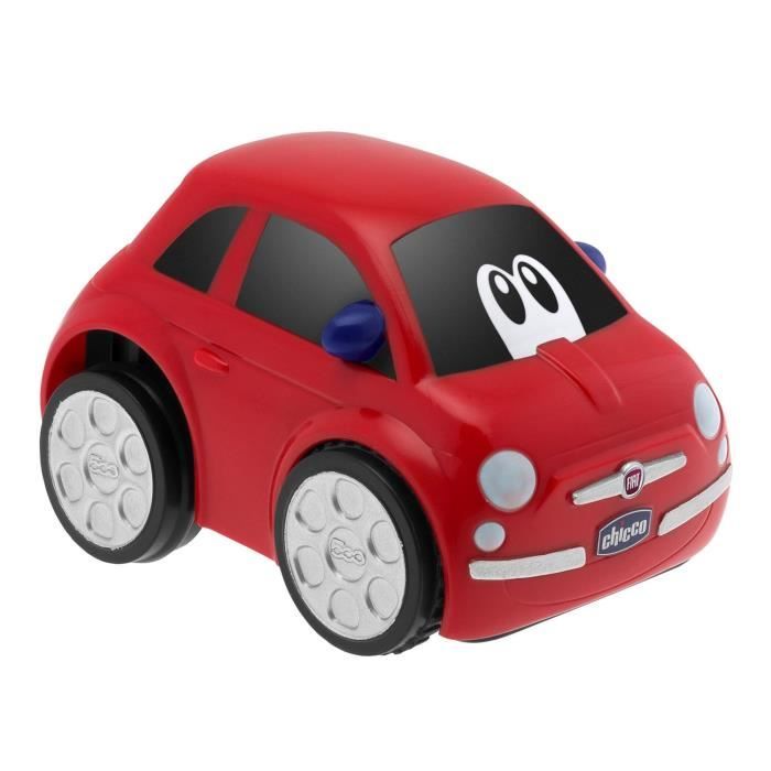 voiture turbo touch fiat 500 rouge - chicco - véhicule miniature pour enfant de 2 ans - avec bruitages réalistes
