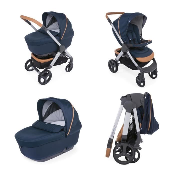 Poussette chicco trio bleu hot sale