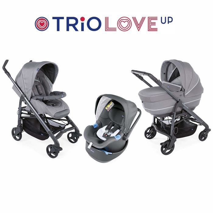 Chicco - Trio Activ3, Poussette Combinée 3 en 1 - Dove Grey - Multi Media  Magasin