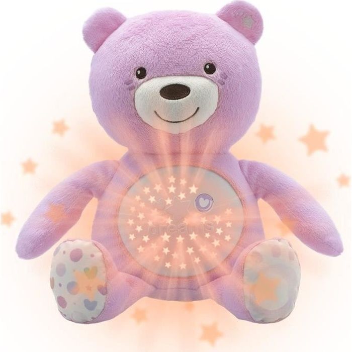 CHICCO Ourson Projecteur Baby Bear Rose First Dreams
