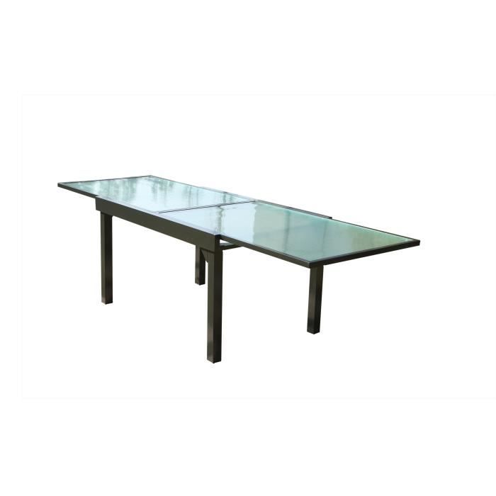 Table extensible en aluminium - BRESCIA - CONCEPT USINE - Design moderne - Plateau en verre