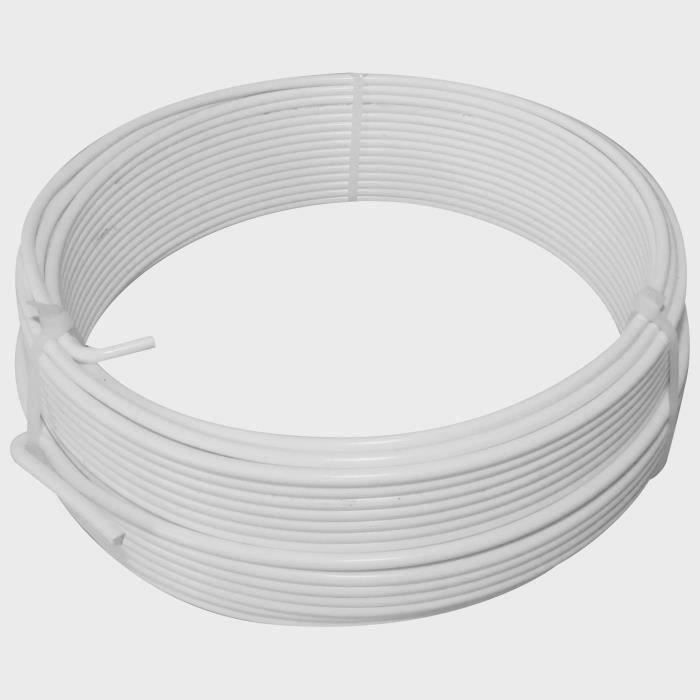 Fil à linge plastifié blanc diam.2.70mm rouleau de 20m