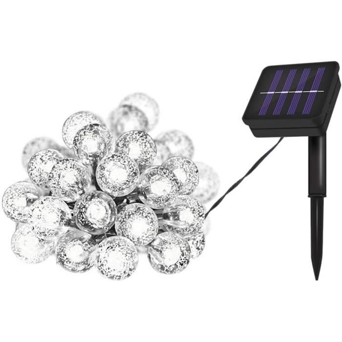 Guirlande Solaire 50 Boules à Bulle Blanche 7m Jardin