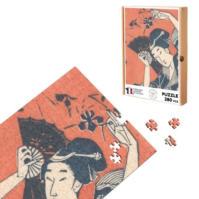 Puzzle Classique 500 Pièces Geisha Motif Rouge Illustration Japon Traditionel - Jeux