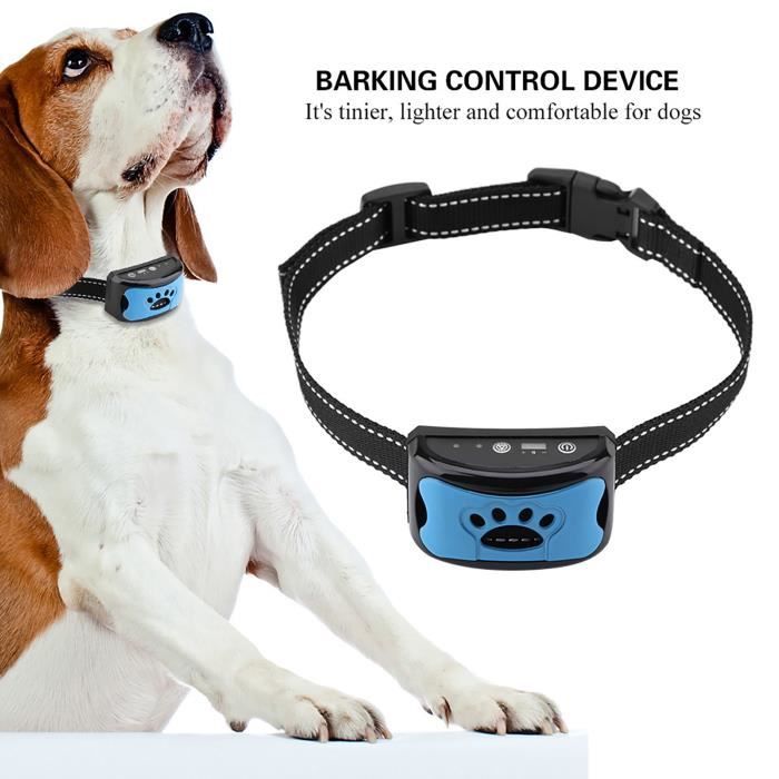 Accessoire Chien étanche Collier Anti-Aboiement Feycig Rechargeable - 3 Modes Son/Vibration IP67 Noir Anti-aboiement Petit